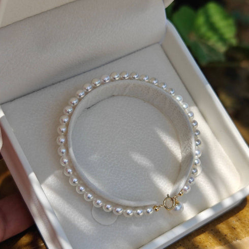 Dainty White Freshwater Pearl 18K Gold Bracelet - House Of Pearls